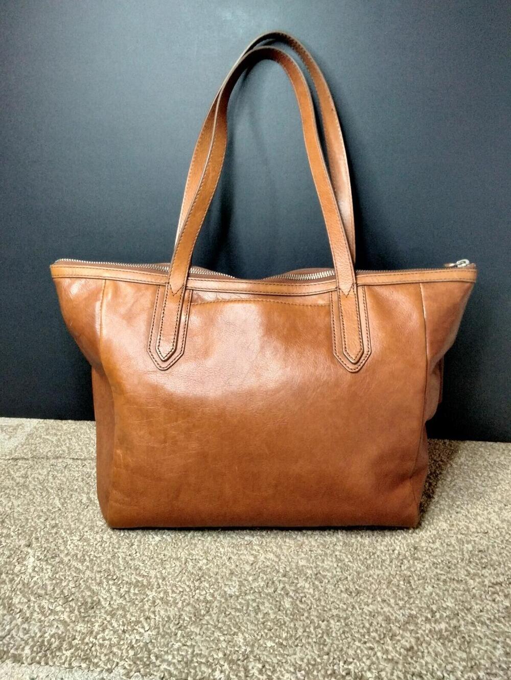 Fossil Sydney Shopper Tote Leather - Cognac Brown - Shoulder Bag Carryall ZB5487 - Picture 2 of 9